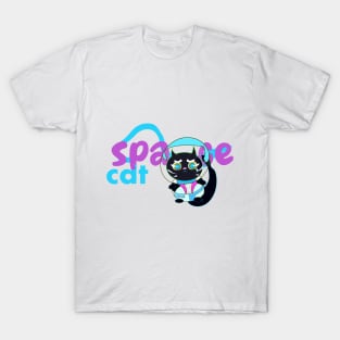 space cats the cool black kitten T-Shirt